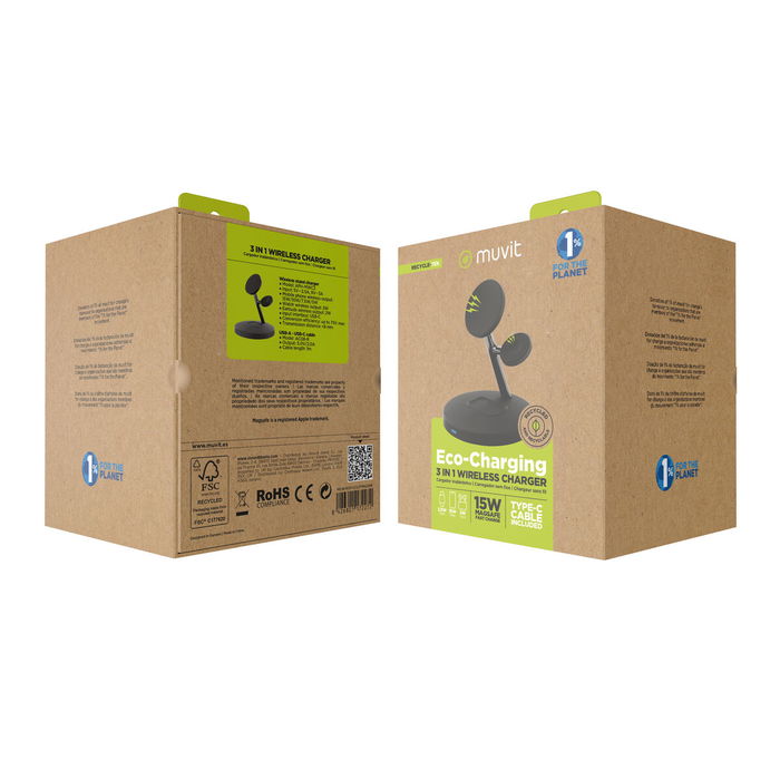 Chargeur sans fil Muvit for Change APH-MWC3 Noir Chargeur sans fil Muvit for Change APH-MWC3 Noir