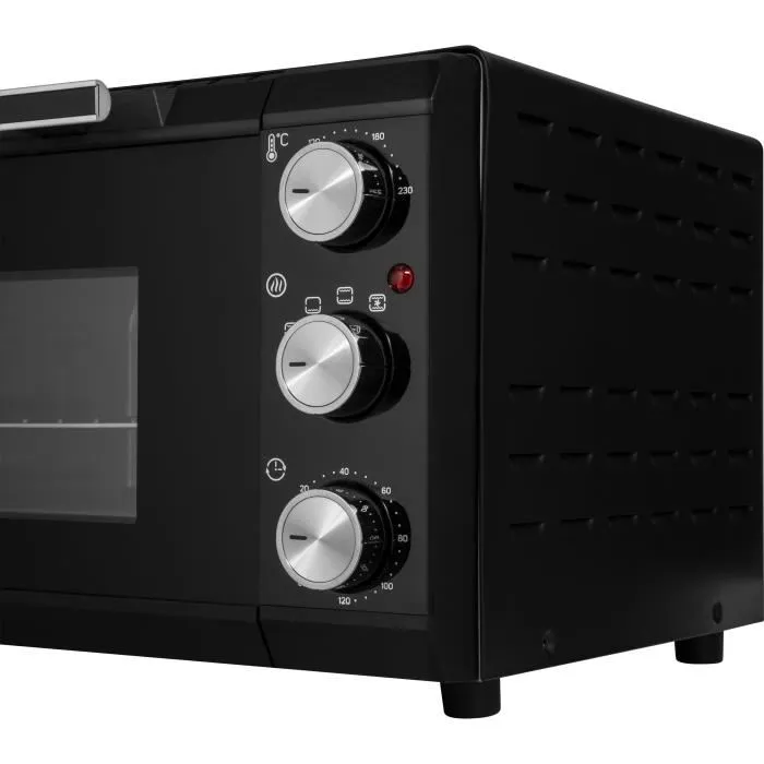 Sencor SEO 2000BK - Mini-four 20 L, 1650 W, Noir, 6 fonctions, cuisson de 70 à 230 °C, minuteur 120 min, double vitrage