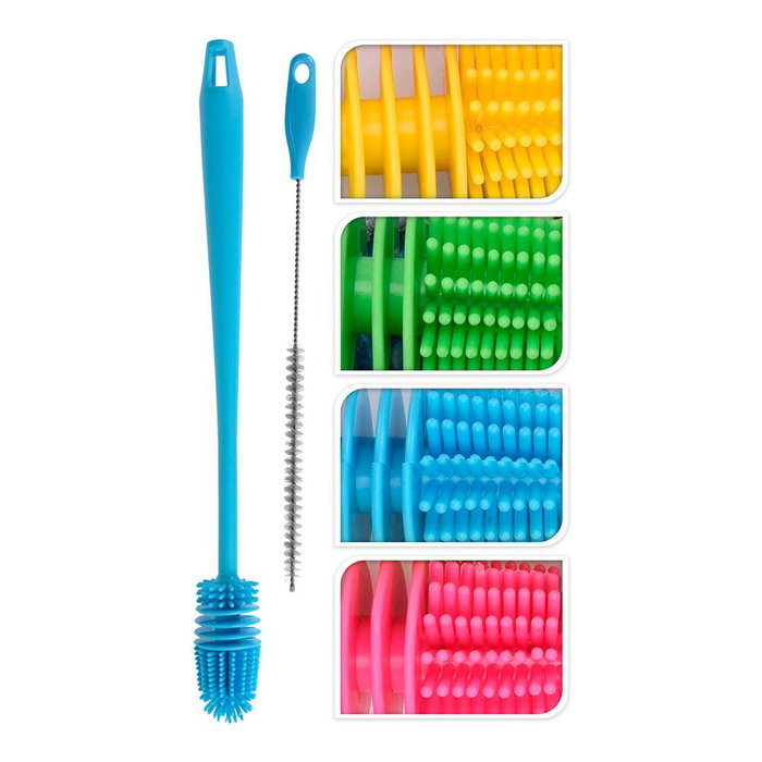 Excellent Houseware Lot de 2 brosses nettoyeuses de bouteilles, couleurs assorties Excellent Houseware Lot de 2 brosses nettoyeuses de bouteilles, couleurs assorties