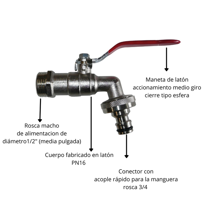 Riegolux RGX Grifo Laton Esfera 1/2'' Acople Rapido Riegolux RGX Grifo Laton Esfera 1/2'' Acople Rapido