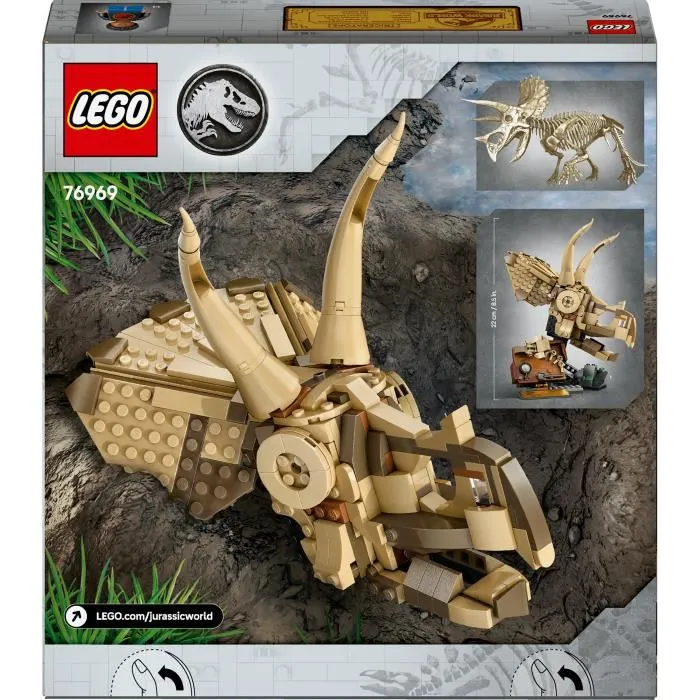 LEGO Jurassic World 76969 Jeu de Construction Fossiles de Dinosaures : Crâne de Tricératops avec Minifigurine Paléontologue - Set pour Enfants à Partir de 9 Ans