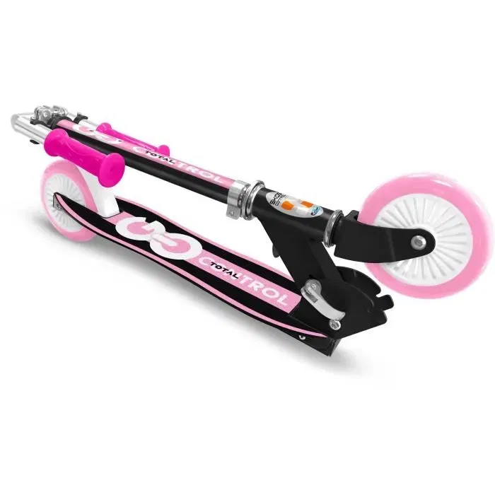 Stamp Trottinette Pliable pour Enfants STAMP SKIDS CONTROL - Plateau Ergonomique Antidérapant - Rose - Hauteur Ajustable et Frein Arrière