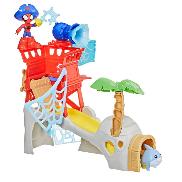Hasbro Marvel Spidey Water Webs Isla Spidey G0665 - Jeu interactif avec toboggan à eau et figurines, pour enfants 3 ans et plus
