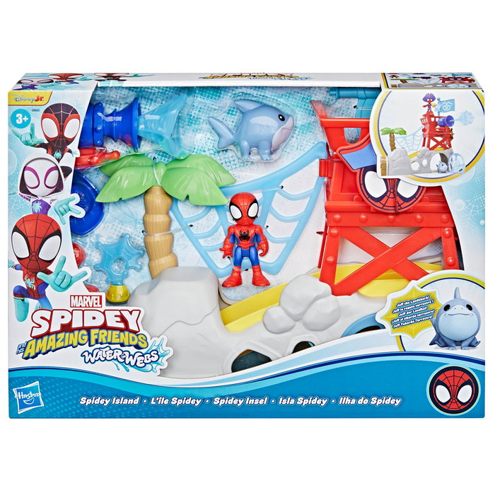 Hasbro Marvel Spidey Water Webs Isla Spidey G0665 - Jeu interactif avec toboggan à eau et figurines, pour enfants 3 ans et plus