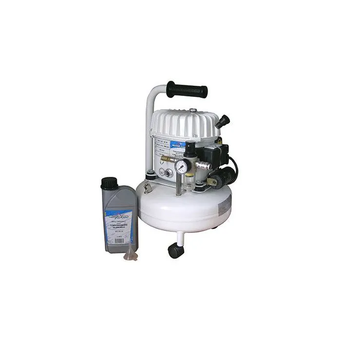 Mecafer Compresseur Horizontal Silencieux 9L avec Huile Entonnoir et Roulettes