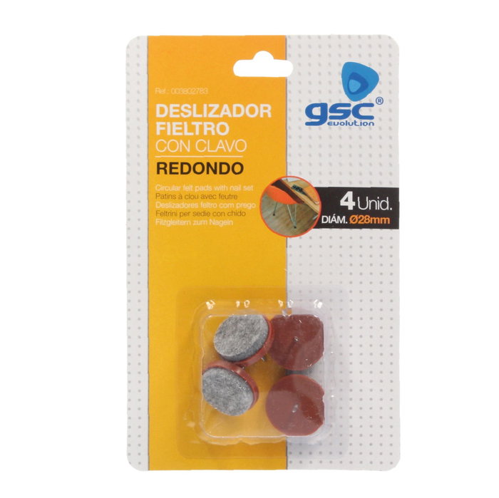 GSC Evolution Set de 4 feutres ronds avec clou Ø28mm - Marron