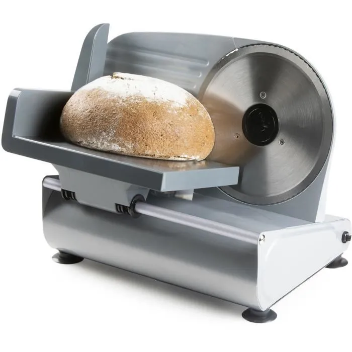 DOMO Trancheuse Electrique DO521S - 150W, Lame Inox 19 cm, Chariot et Poussoir, Reglage Coupe jusqu'a 15 cm, Gris DOMO Trancheuse Electrique DO521S - 150W, Lame Inox 19 cm, Chariot et Poussoir, Reglage Coupe jusqu'a 15 cm, Gris