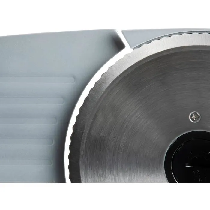 DOMO Trancheuse Electrique DO521S - 150W, Lame Inox 19 cm, Chariot et Poussoir, Reglage Coupe jusqu'a 15 cm, Gris DOMO Trancheuse Electrique DO521S - 150W, Lame Inox 19 cm, Chariot et Poussoir, Reglage Coupe jusqu'a 15 cm, Gris