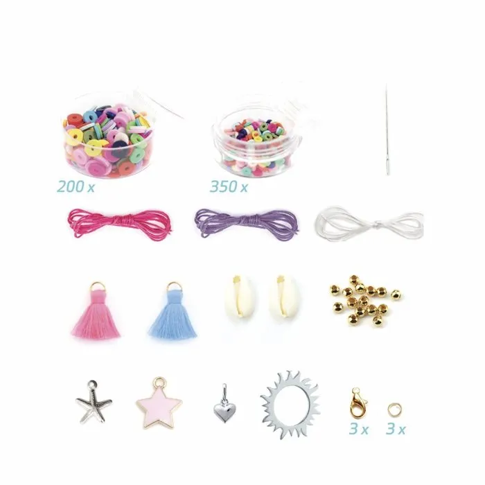 SYCOMORE - Atelier de Bijoux - Coffret Création de 6 Bracelets Heishi Colorés - 550 Perles, Charms, Pompons - À Partir de 7 Ans SYCOMORE - Atelier de Bijoux - Coffret Création de 6 Bracelets Heishi Colorés - 550 Perles, Charms, Pompons - À Partir de 7 Ans