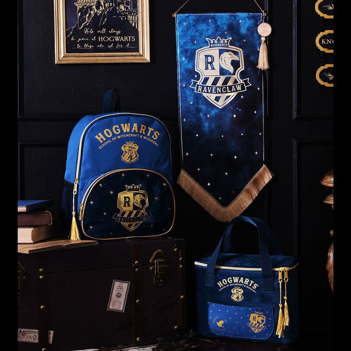 WIDDOP & CO Sac à goûter Harry Potter Ravenclaw en velours bleu avec broderies Hogwarts