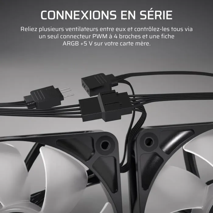 Corsair RS140 ARGB - Ventilateur PC 140 mm ARGB - Vitesse 330-1700 tr/min - Noir - Refroidissement silencieux