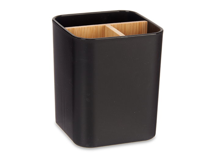 Berilo Organisateur Carré 3 Compartiments Bambou Noir 9x11x9 cm (Set de 6)