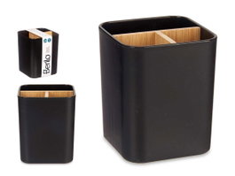 Berilo Organisateur Carré 3 Compartiments Bambou Noir 9x11x9 cm (Set de 6)