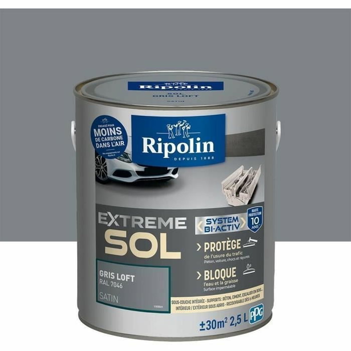 Ripolin Peinture de sol haute résistance gris loft satin 2,5L