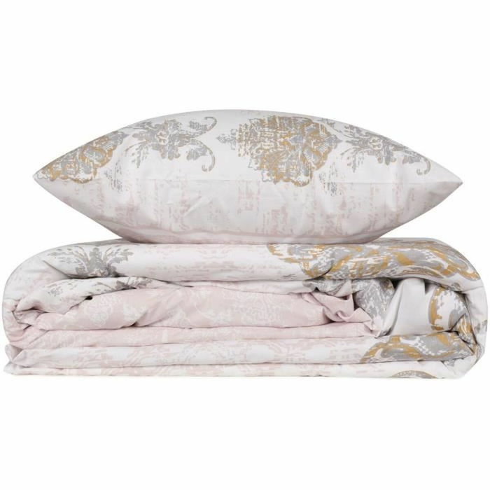 BigBuy Home Parure de couette Brun, Blanc, Gris en 100% coton renforcé (220 x 240 cm) avec 2 taies d'oreiller