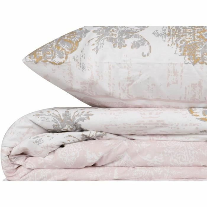 BigBuy Home Parure de couette Brun, Blanc, Gris en 100% coton renforcé (220 x 240 cm) avec 2 taies d'oreiller