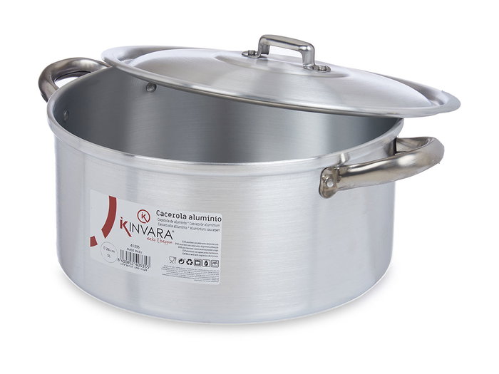 Kinvara Casserole en Aluminium 24 cm 5 L Argent 33x25x12 cm Compatible Lave-vaisselle Gaz Four (Set de 10)