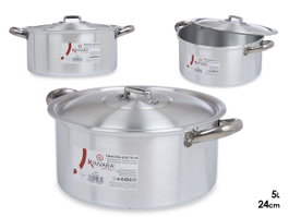 Kinvara Casserole en Aluminium 24 cm 5 L Argent 33x25x12 cm Compatible Lave-vaisselle Gaz Four (Set de 10)
