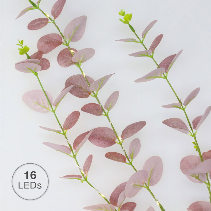 GSC Evolution Branche décorative LED feuilles d'eucalyptus roses 0,83 m lumière chaude