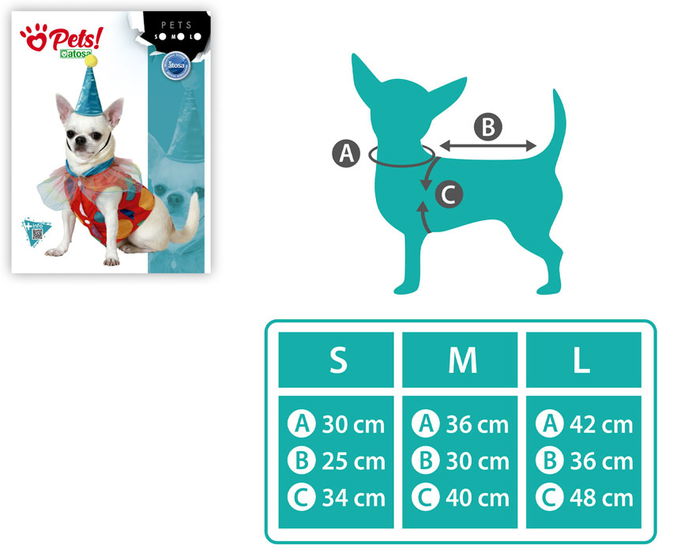 Déguisement pour Chien Clown Cirque, Taille M, Rouge, Polyester