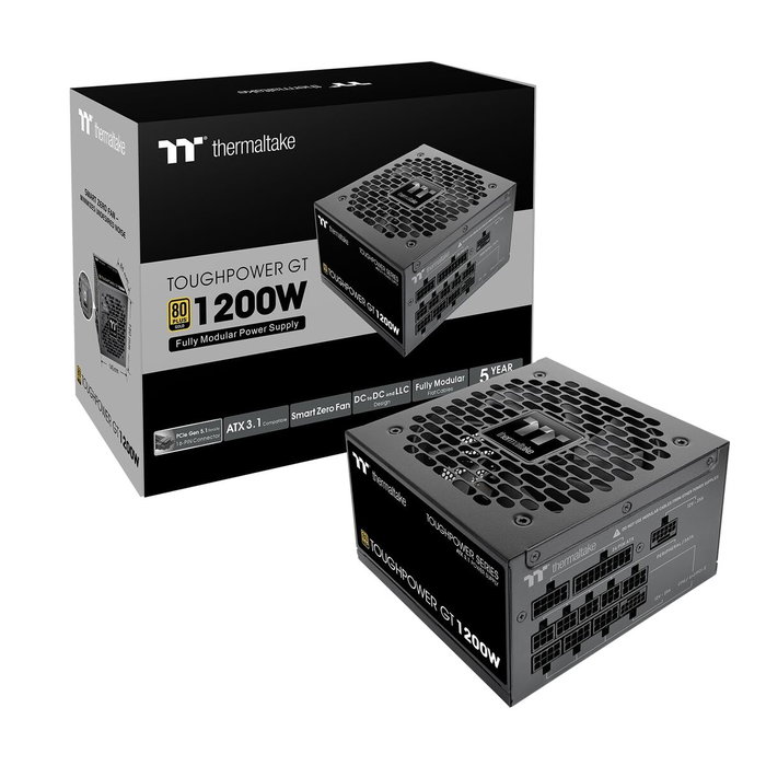 Thermaltake Toughpower GT 1200W, Full modulaire, 80+ Gold, ATX 3.1, Noir Thermaltake Toughpower GT 1200W, Full modulaire, 80+ Gold, ATX 3.1, Noir