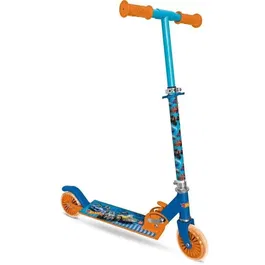 MONDO Trottinette Pliable 2 Roues Hot Wheels - Deck Aluminium Antidérapant, Roues PVC 12cm, Guidon Réglable, 50 kg Max, pour Enfants 5 Ans et Plus