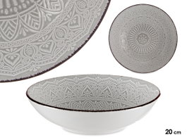 VESSIA Plat creux relief gris 20cm