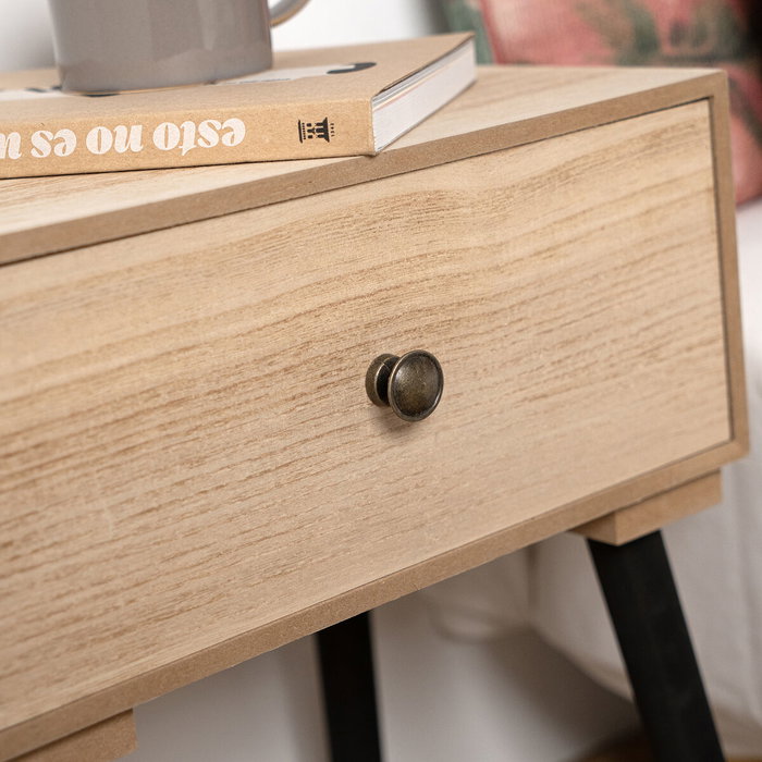 Vinthera Table de chevet Moa 35x26x50 cm en MDF naturel avec pieds en pin