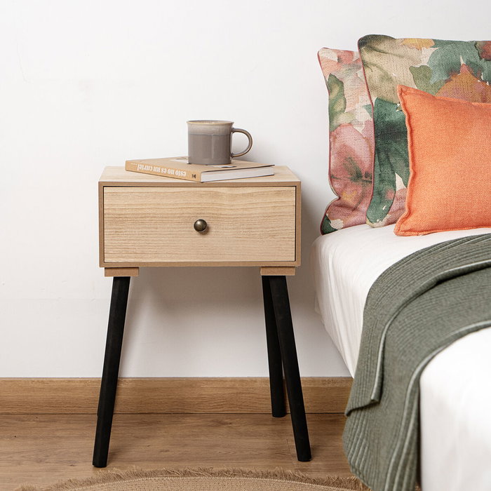 Vinthera Table de chevet Moa 35x26x50 cm en MDF naturel avec pieds en pin