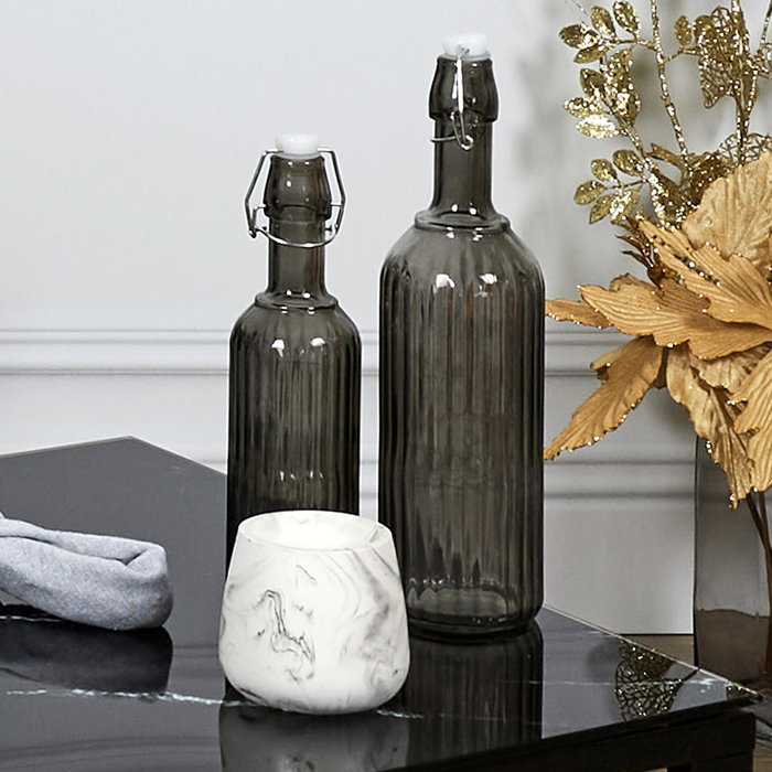 Home Deco Factory Bouteille en verre gris 1L LOUNGE