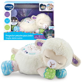 V-Tech Veilleuse Peluche Musicale Proyector Ovejita avec Sensor de Son et Discos Intercambiables - 70+ Melodias, Historias, Sonidos - Langue: Espagnol, Modèle 80-550522