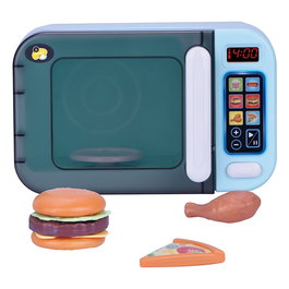 TACHAN Micro-ondes jouet pour enfants Mi Primer Microondas T01005 avec aliments imitation, lumière, écran digital, plateau tournant et 6 fonctions programmées