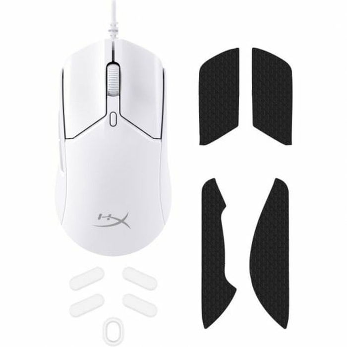 HyperX Pulsefire Haste 2 (6N0A8AA) - Souris de jeu filaire USB ambidextre, 26000 DPI, 52g, câble 1.8m, blanc