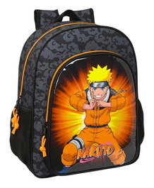 Safta Sac à dos junior à roulettes Naruto 32x38x12 cm en polyester 300D noir et orange