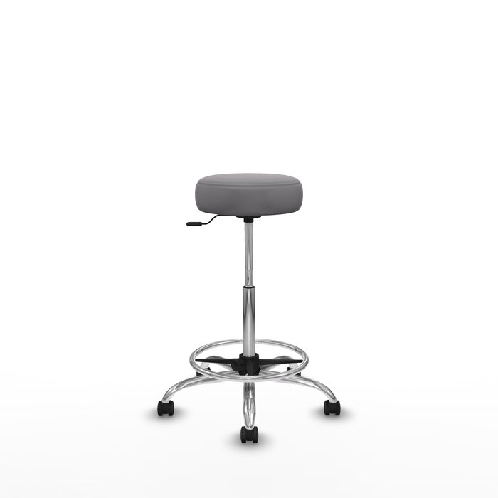 Tabouret Tolosa Pivotant Cuir écologique Non applicable Maille Gris Structure chromée Sans accoudoirs Sans appui-tête Roulettes pour moquette