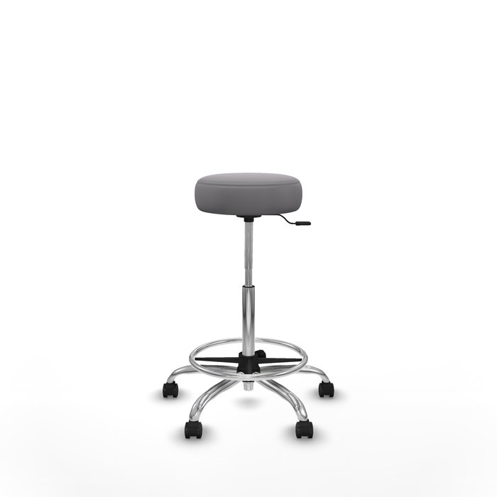 Tabouret Tolosa Pivotant Cuir écologique Non applicable Maille Gris Structure chromée Sans accoudoirs Sans appui-tête Roulettes pour moquette