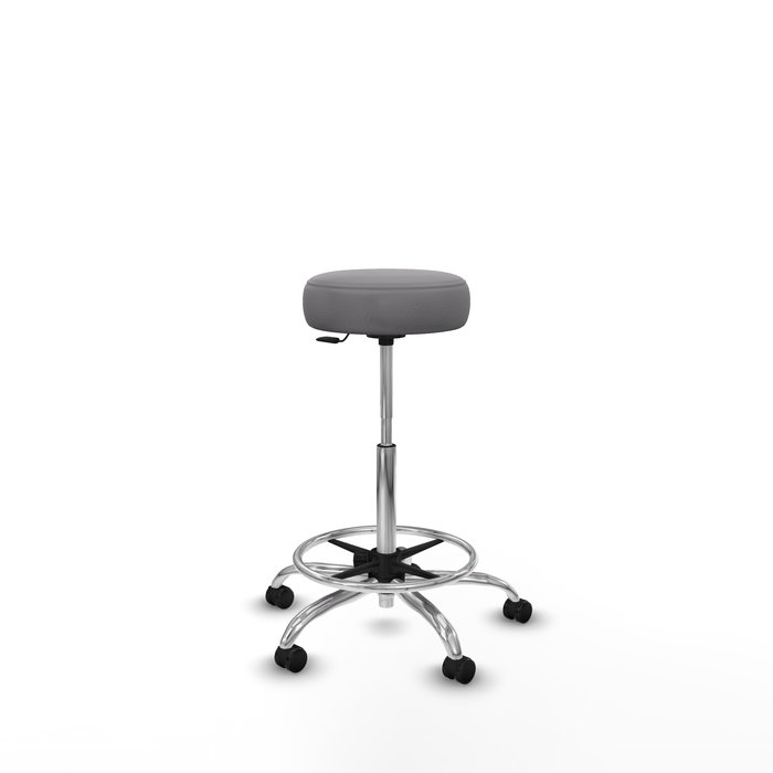 Tabouret Tolosa Pivotant Cuir écologique Non applicable Maille Gris Structure chromée Sans accoudoirs Sans appui-tête Roulettes pour moquette