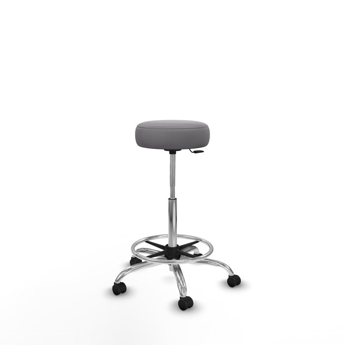 Tabouret Tolosa Pivotant Cuir écologique Non applicable Maille Gris Structure chromée Sans accoudoirs Sans appui-tête Roulettes pour moquette