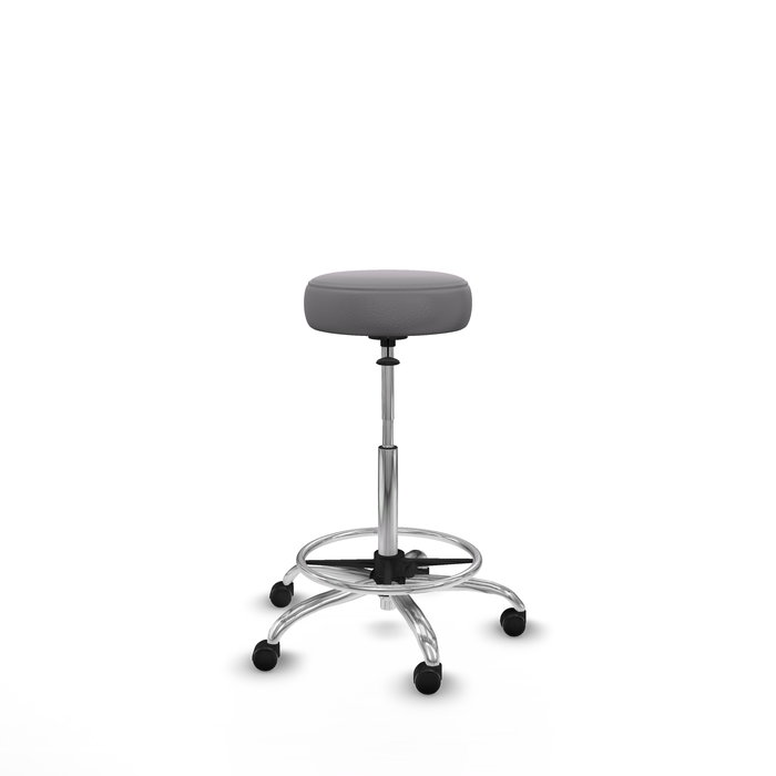 Tabouret Tolosa Pivotant Cuir écologique Non applicable Maille Gris Structure chromée Sans accoudoirs Sans appui-tête Roulettes pour moquette