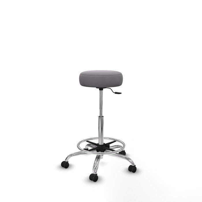 Tabouret Tolosa Pivotant Cuir écologique Non applicable Maille Gris Structure chromée Sans accoudoirs Sans appui-tête Roulettes pour moquette
