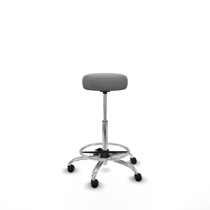 Tabouret Tolosa Pivotant Cuir écologique Non applicable Maille Gris Structure chromée Sans accoudoirs Sans appui-tête Roulettes pour moquette