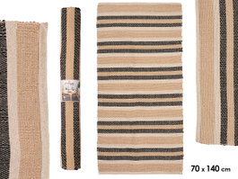 Giftdecor Tapis 3 Couleurs 70 x 140 cm Coton Blanc, Marron et Noir (Set de 8)