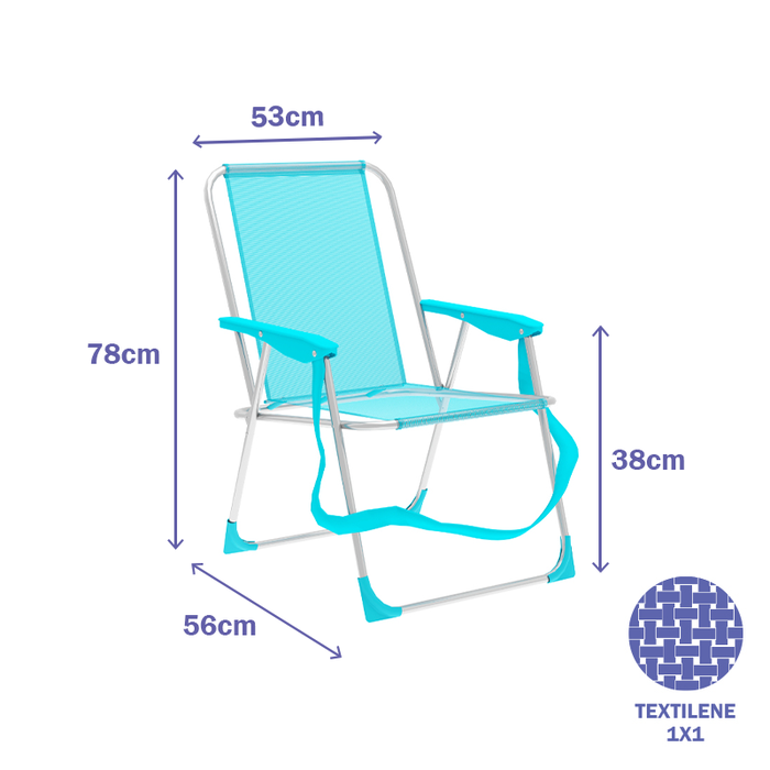 Marbueno Chaise Pliante Aluminium Aguamarine Plage et Piscine 53x56x78 cm 10307 Marbueno Chaise Pliante Aluminium Aguamarine Plage et Piscine 53x56x78 cm 10307