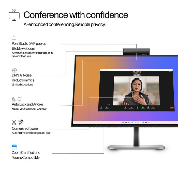 HP Series 5 Pro 524pm Moniteur de conférence FHD USB-C 23,8 pouces HP Series 5 Pro 524pm Moniteur de conférence FHD USB-C 23,8 pouces