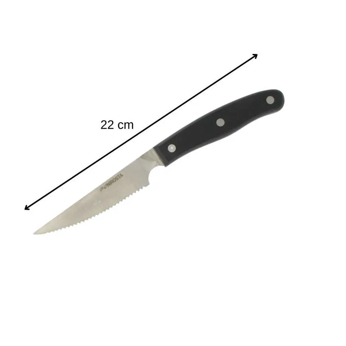 Nirosta - Lot de 6 couteaux à steak Nirosta Fit - 22 cm - Lame dentelée en acier inoxydable - Manche plastique confortable - Pour viande, légumes