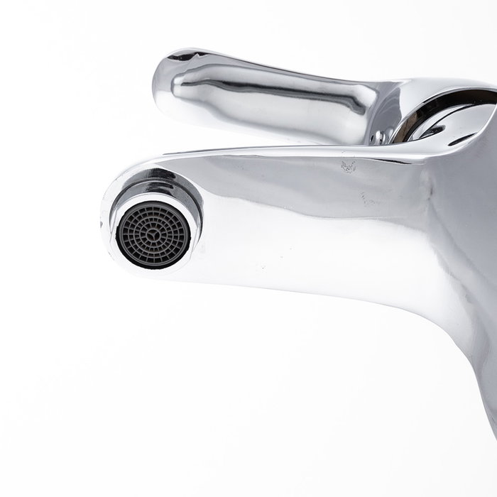 Robinet de lavabo classique en alliage de zinc chromé, eau chaude-froide, bec bas, levier unique