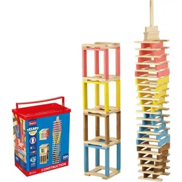 Jeujura Técap Multicolor - Jeu d'équilibre et de construction en bois - 200 pièces - À partir de 3 ans