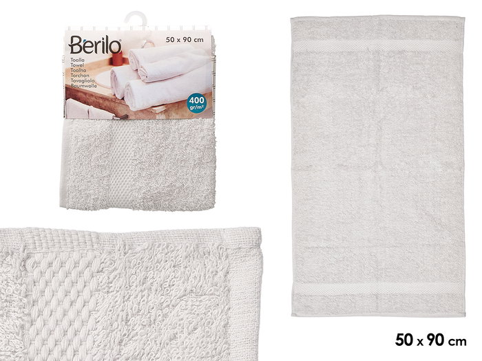 Berilo Serviette Unie 50x90 cm Gris Clair - 80% Coton, 20% Polyester (Set de 24) Berilo Serviette Unie 50x90 cm Gris Clair - 80% Coton, 20% Polyester (Set de 24)