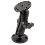 RAM Mounts RAM-B-101U - Support universel double rotule avec bras et deux plateaux ronds 2,5 pouces, système anti-vibration, montage AMPS