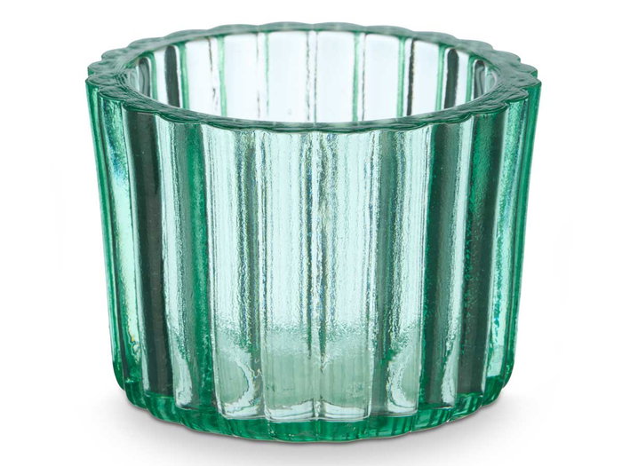 GIFTDECOR Porte-bougie rond en verre recyclé vert, lot de 6